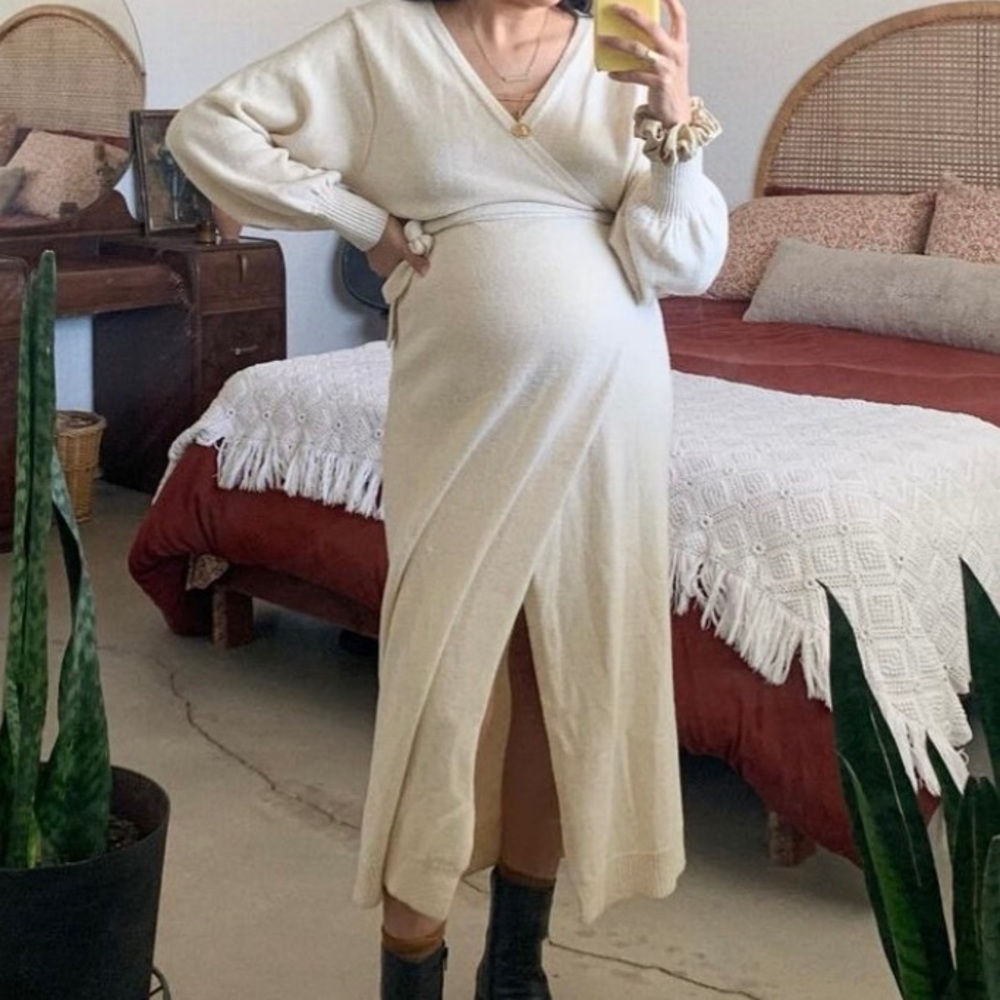 Cream colored wrap dress